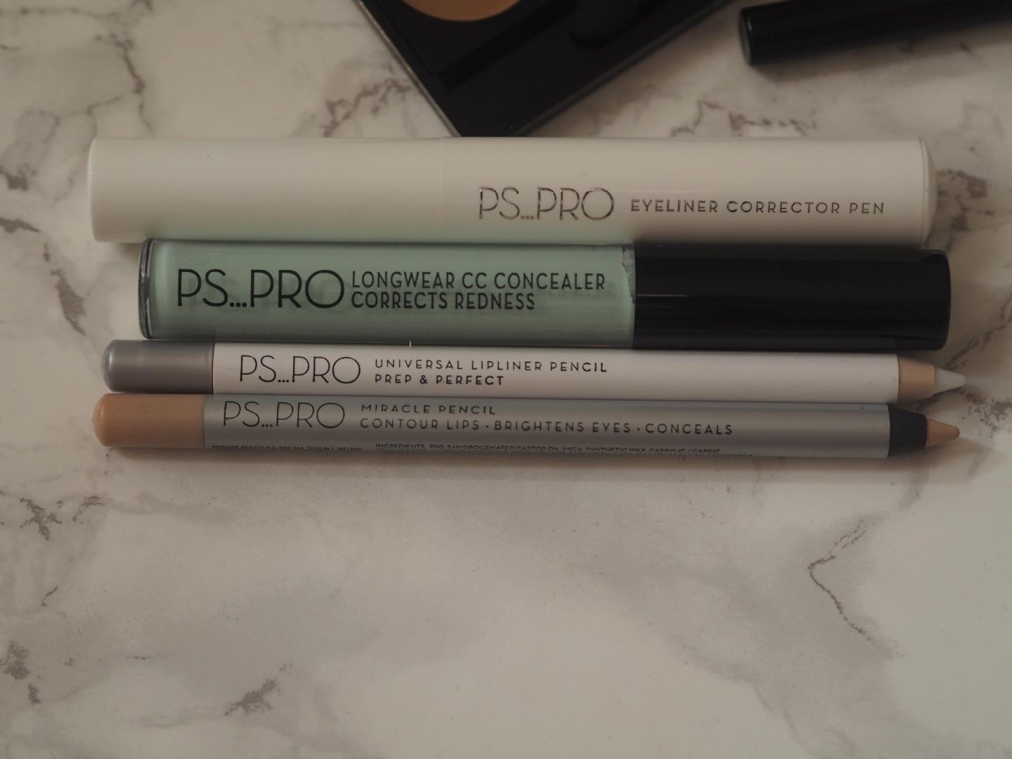 Primark PS Pro - Products: Eyeliner Correction Pen, Longwear CC Concealer Corrects Redness, Universal Liplined Pencil & Miracle Pencil