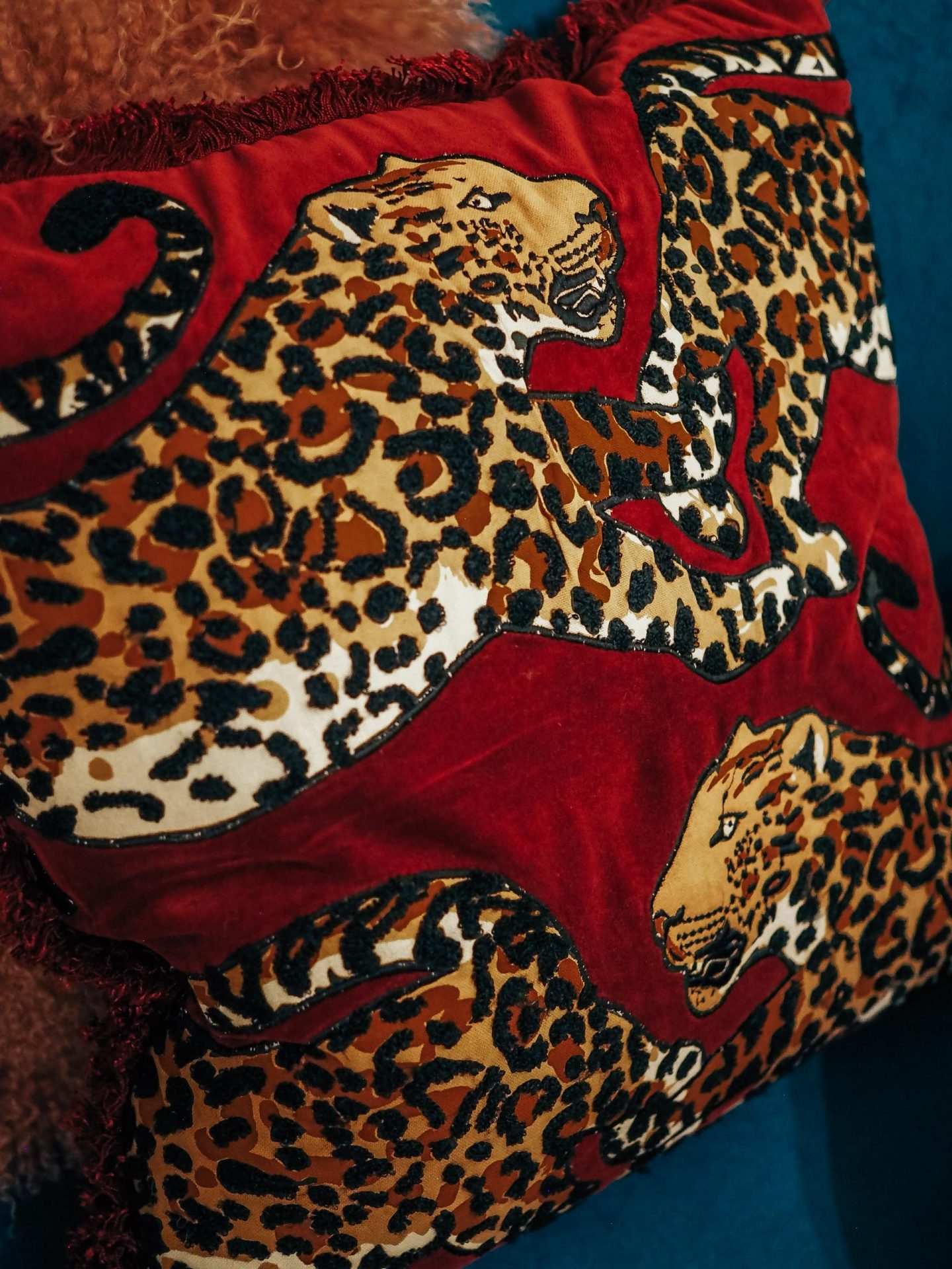 Abigail Ahern/EDITION - Multicoloured Leopard Embroidered Cushion