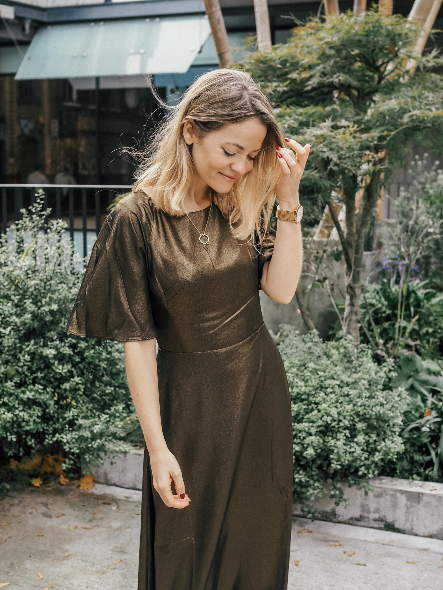 Emily and Fin Suzanna Gold Dust Midi Dress